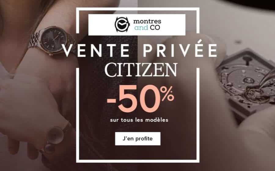 Vente Privée montres Citizen : -50% sur les montres pour homme sur Montres and CO