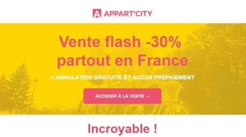 Vente flash Appart’City 30% de remise sur tous les séjours + annulation gratuite