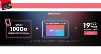 19,99€ le forfait NRJ Mobile 100Go + Apple Music gratuit pendant 1 an