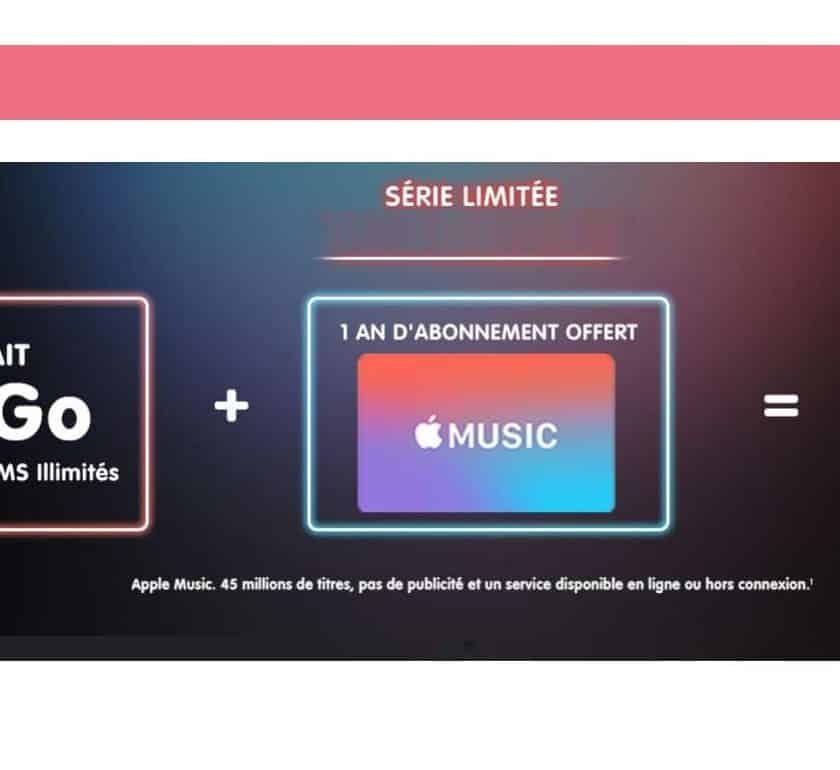 forfait NRJ Mobile 100Go + Apple Music gratuit pendant 1 an