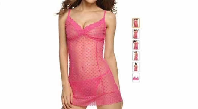 nuisette transparente dentelle Pagacat et string pas cher