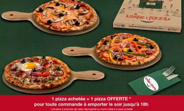 1 pizza = 1 pizza gratuite chez le kiosque à pizzas
