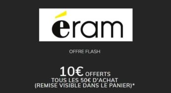 10€ de remise sur Eram tous les 50€ d’achat (jusqu’à ce soir)