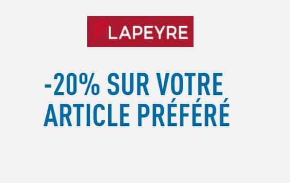 20% de remise sur l’article de votre choix sur Lapeyre (aujourd’hui uniquement) !