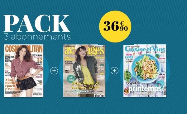36,90€ abonnement 3 magazines pour 1 an marie claire + cosmopolitan + avantages grand format