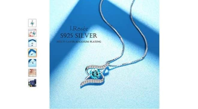 8,87€ le pendentif argent et Zirconium bleu avec chaine J. Rosée