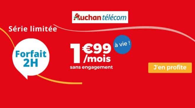 Offre Auchan Telecom 1,99€ le forfait 2h