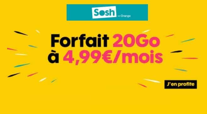 Vente Flash forfait mobile 20Go SOSH