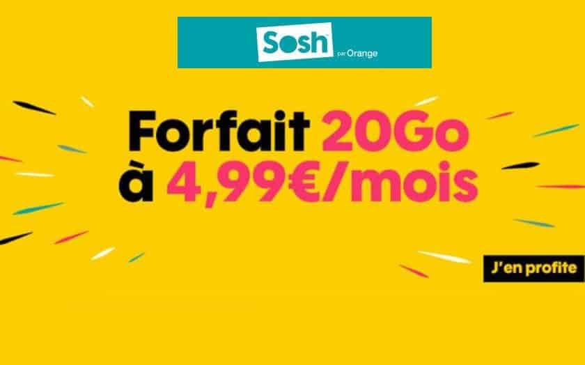 Vente Flash forfait mobile 20Go SOSH