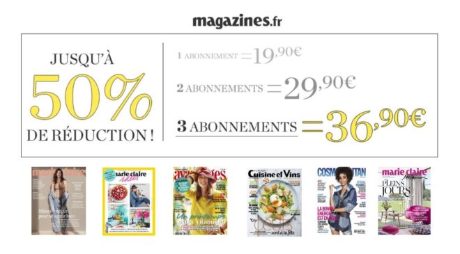 abonnement 3 magazines pour 1 an Marie Claire + Cosmopolitan + Avantages