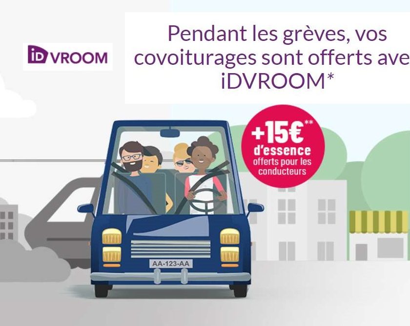 covoiturages offerts pendant toute la durée des grèves avec iDVROOM