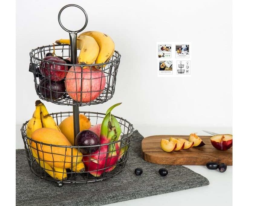 panier à fruits en métal 2 étages (séparables) Kealive
