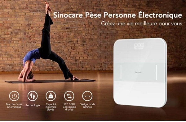 pèse personne connecté (poids 180kg et masse corporelle) Sinocare