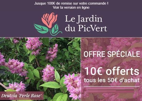 10€ de remise sur Jardin du Pic Vert tous les 50€ (jardinerie en ligne)