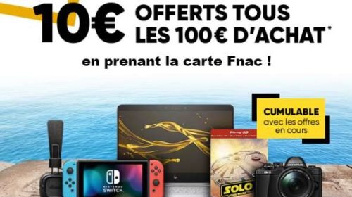 FNAC 10 euros par tranche de 100 euros