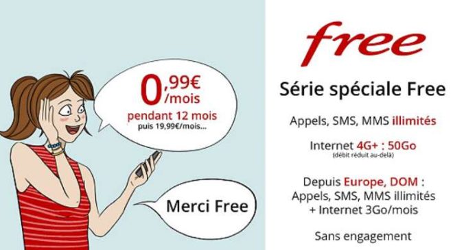 Forfait Série Spéciale Free 0,99€ par mois les 50Go