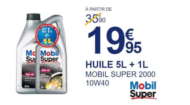 Promo 19,95€ huile Mobil Super 2000 10W40 5L + 1L gratuit