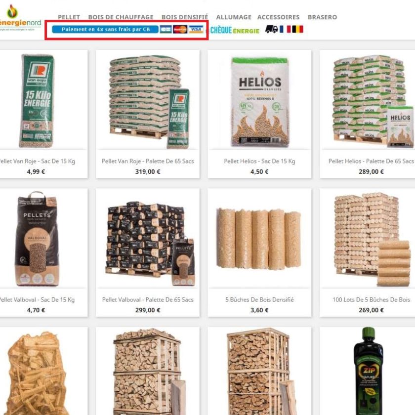 Remise Bois Energie Nord vente en ligne de bois de chauffage, pellets et bois densifié