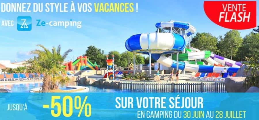 Vente flash jusqu’à moins 50% sur vos séjours en Camping Ze-Camping avec Auchan (en juillet)