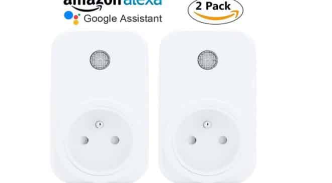 lot de 2 prises connectées Annopsyche pas cher Amazon Alexa, Google Home, appli