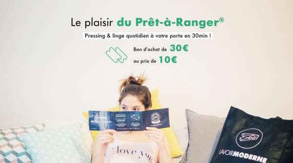 Bon d’achat Lavoir Moderne : 30€ de service pour 10€ (linge et pressing avec livraison domicile sur Paris)
