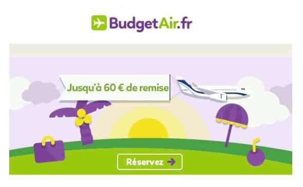 Jusqu’à 60€ de remise sur votre billet d’avion toutes destinations BudgetAir