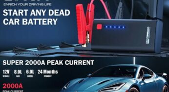 Puissant démarreur de voiture de secours 2000A 13200mAh GOOLOO GE1200 à 74€ (avec pinces, prise USB et lampe)