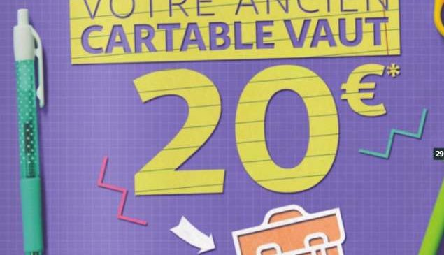 Rentrée scolaire 1 cartable ramené chez Auchan