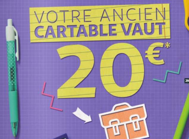 Rentrée scolaire : 1 cartable ramené chez Auchan = 20€ en bons d’achat