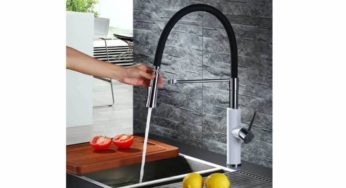 Soldes : 53,99€ robinet mitigeur avec douchette en silicone extractible Homelody (pour évier double bac)