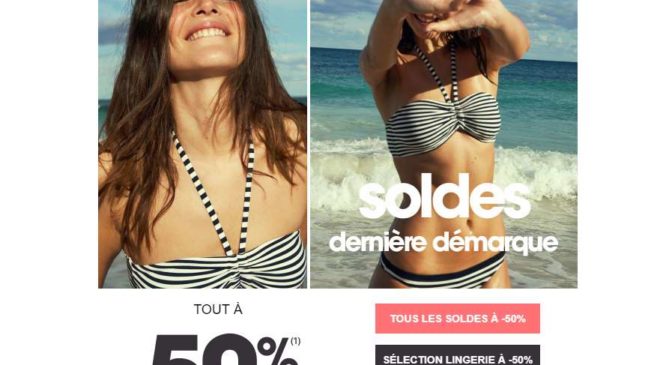 Toute la lingerie et bain à -50% pour la dernière démarque Princesse Tam Tam