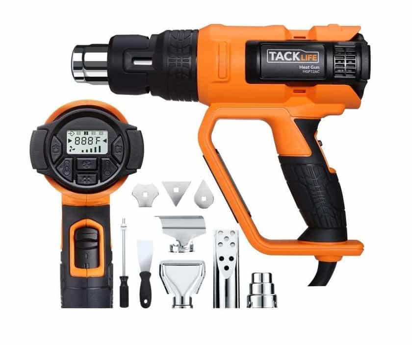 décapeur thermique Tacklife 2000W avec écran LCD, température réglable et 4 buses