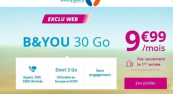 Exclu Web : forfait B&You 30Go Série Spéciale à 9,99€/mois A VIE