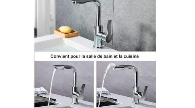 robinet de cuisine ou salle de bain pivotant à 360 degrés Homelody SOLDES