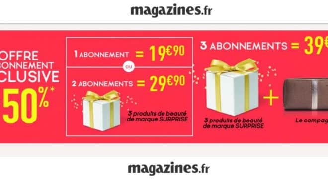 29,90€ abonnement 2 magazines au choix + cadeau beauté