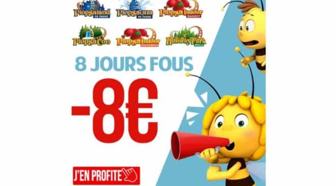 8 Jours Fous Plopsa -8€ entrée Plopsaland, Plopsaqua, Plopsa Indoor, Plopsa Coo et Holiday Park