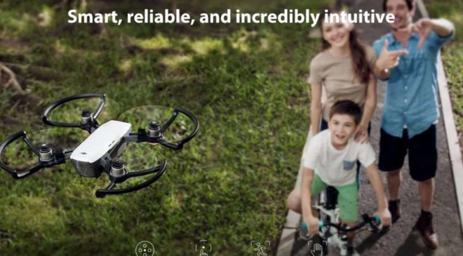 Vente flash drone DJI Spark Mini RC caméra 12 mpxls, mode selfie, contrôle gestuel, nacelle mécanique.