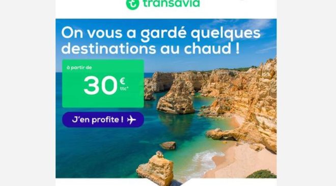 Vol pas cher à partir de 30€ le billet Transavia