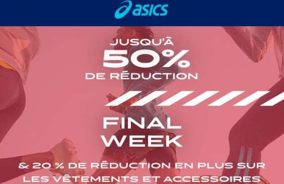 remise supplémentaire sur les soldes Asics vêtements et accessoires