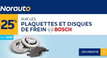 25% de remise sur les disques et plaquettes de frein Bosch sur Norauto
