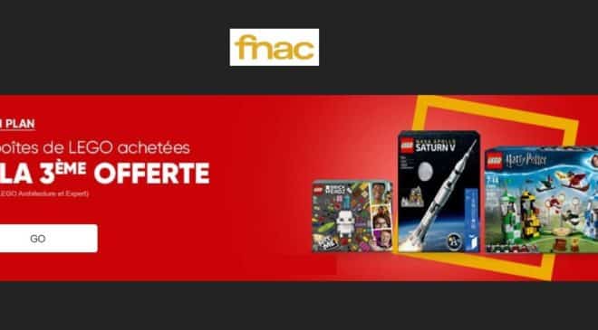 2 boites de Lego achetées troisième gratuite sur la FNAC