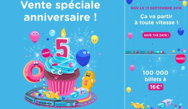 Anniversaire Ouigo 100000 billets en ventes