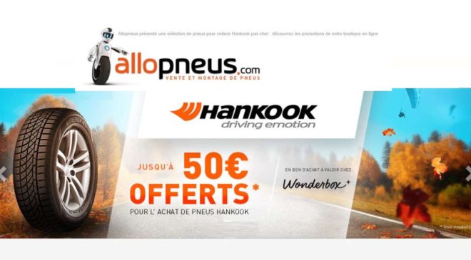 Jusqu’à 50€ offert sur l’achat de pneus Hankook