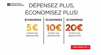 Mountain Warehouse Week : 35€ d’achats = -5€, 55€ = -10€ ou 90€ = -20€ sur tout (même promo)