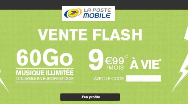 Vente flash La Poste Mobile 60Go A VIE