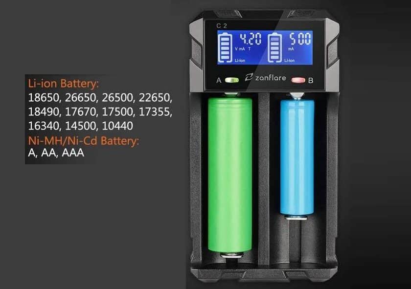 chargeur de piles avec écran LCD Zanflare C2