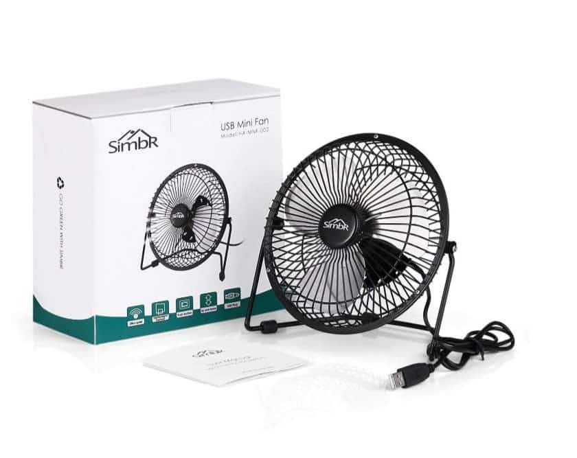 petit ventilateur de table rotatif en métal USB SIMBR