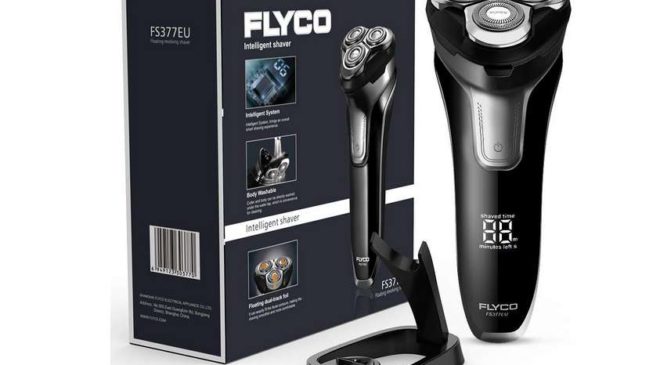 rasoir 3 têtes flexibles Flyco Wet&Dry, rechargeable, écran LED