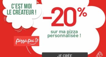 20% de remise sur les Pizza Pai personnalisées à emporter 🍕 (code promo)