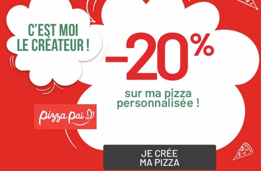 20% de remise sur les Pizza Pai personnalisées à emporter 🍕 (code promo)